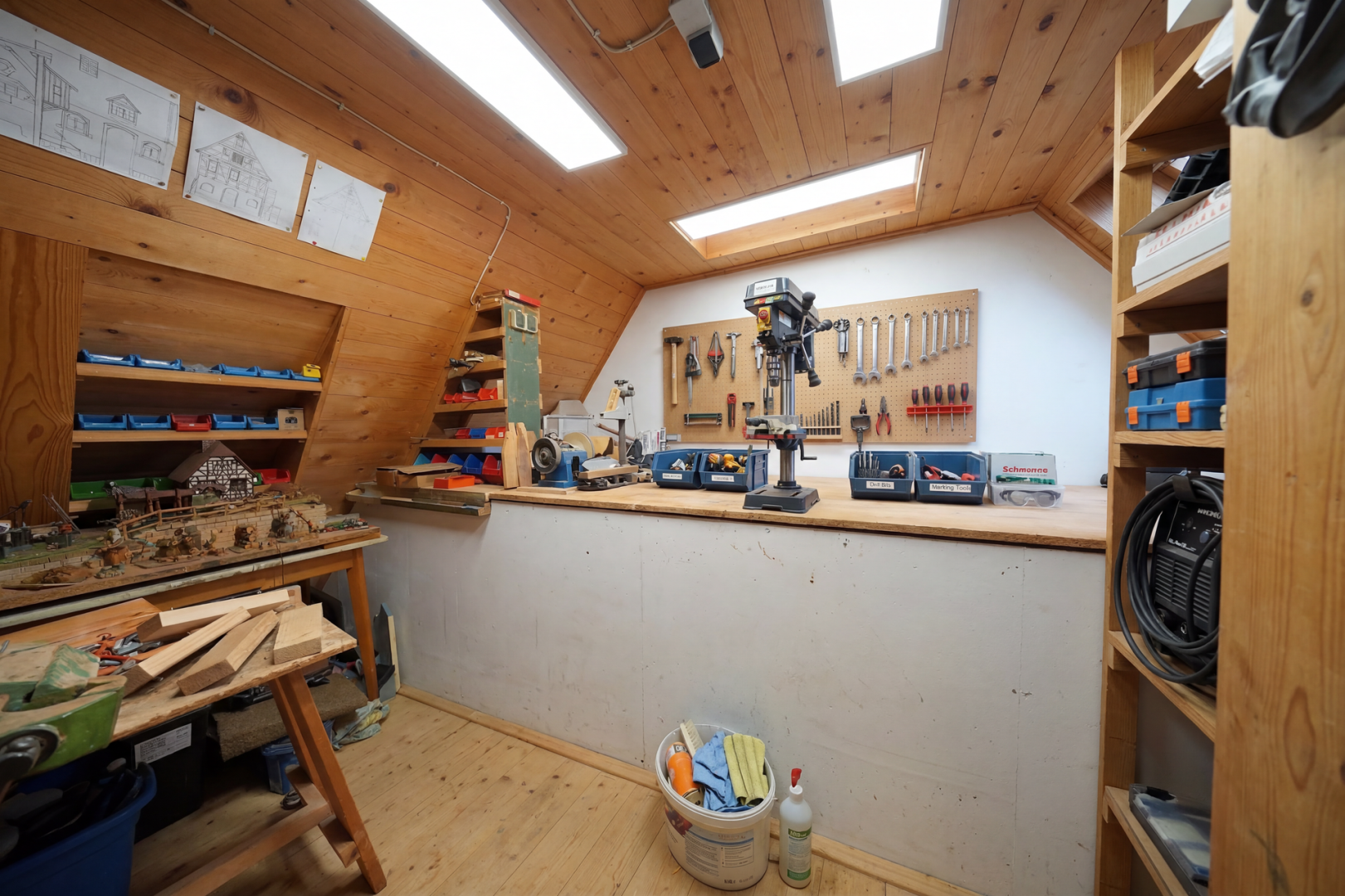 Werkstatt über Garage (KI-bearbeitet)