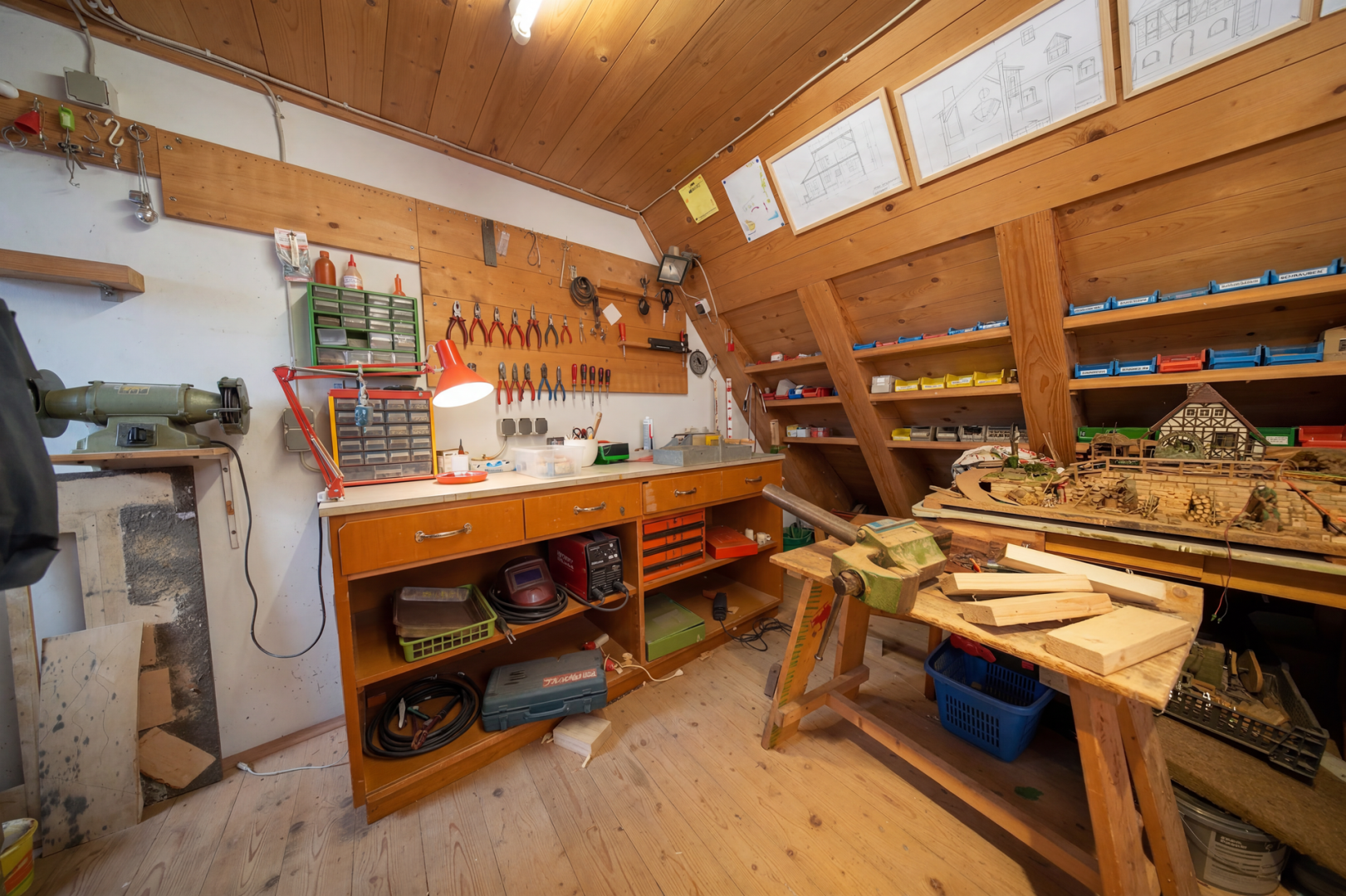 Werkstatt über Garage (KI-bearbeitet)